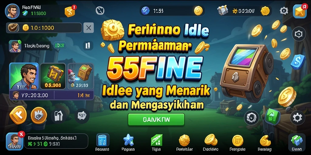 Screenshot 55FIVE menampilkan gameplay santai dengan karakter unik dan grafis menarik.