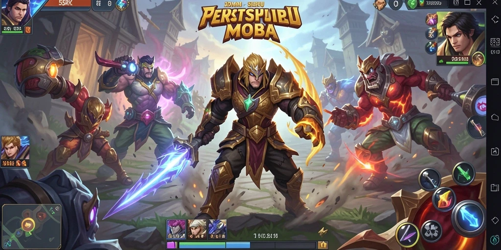 Screenshot gameplay 55RK menampilkan aksi seru di arena MOBA.