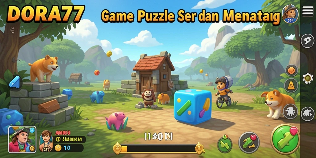 Screenshot DORA77 menampilkan gameplay puzzle yang menantang dan menarik.