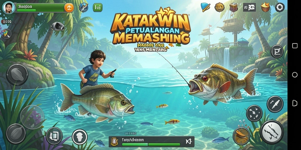 Tampilan menarik dari gameplay memancing di KATAKWIN.